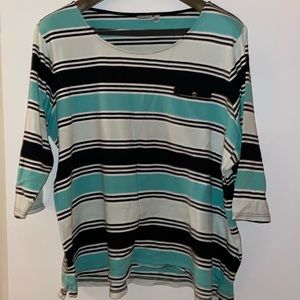 Croft & Barrow multi stripped shirt (mint green, navy, white)